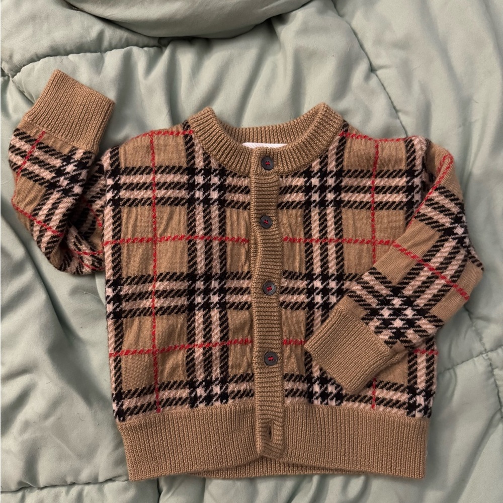 Burberry Kids (12 Mo.) Cardigan Jacket - Tan and Red